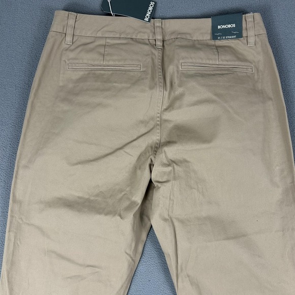 Bonobos Washed Chinos Pants Mens 31x32 Khaki Beige Straight Fit New With Tags - Picture 8 of 8